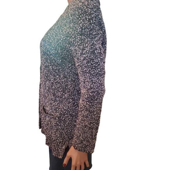J. Jill Size MP M Petite Black Speckled Gray White One Button Cotton Cardigan - Picture 5 of 10